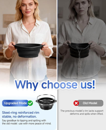 Revitalize Your Skin with the Black Collapsible Silicone Face Bowl for Ice – Ultimate Cold Plunge Therapy Tool for Home & Travel!