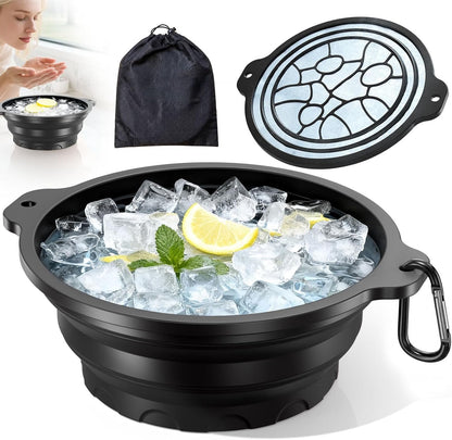 Revitalize Your Skin with the Black Collapsible Silicone Face Bowl for Ice – Ultimate Cold Plunge Therapy Tool for Home & Travel!
