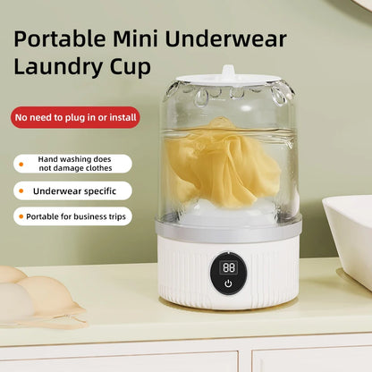 Compact and Convenient Mini Electric Washing Machine for Underwear, Socks, and Pet Clothes - Wireless Charging Technology