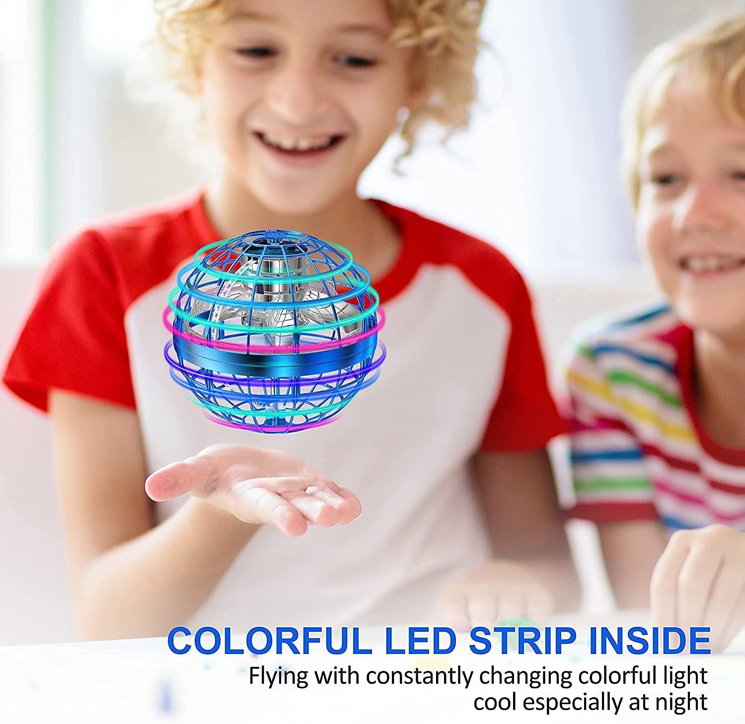 Exciting Blue Flying Orb Ball Toy - Cosmic Globe Boomerang Hover Ball with RGB Lights - Perfect Outdoor Gift for Kids and Teens!