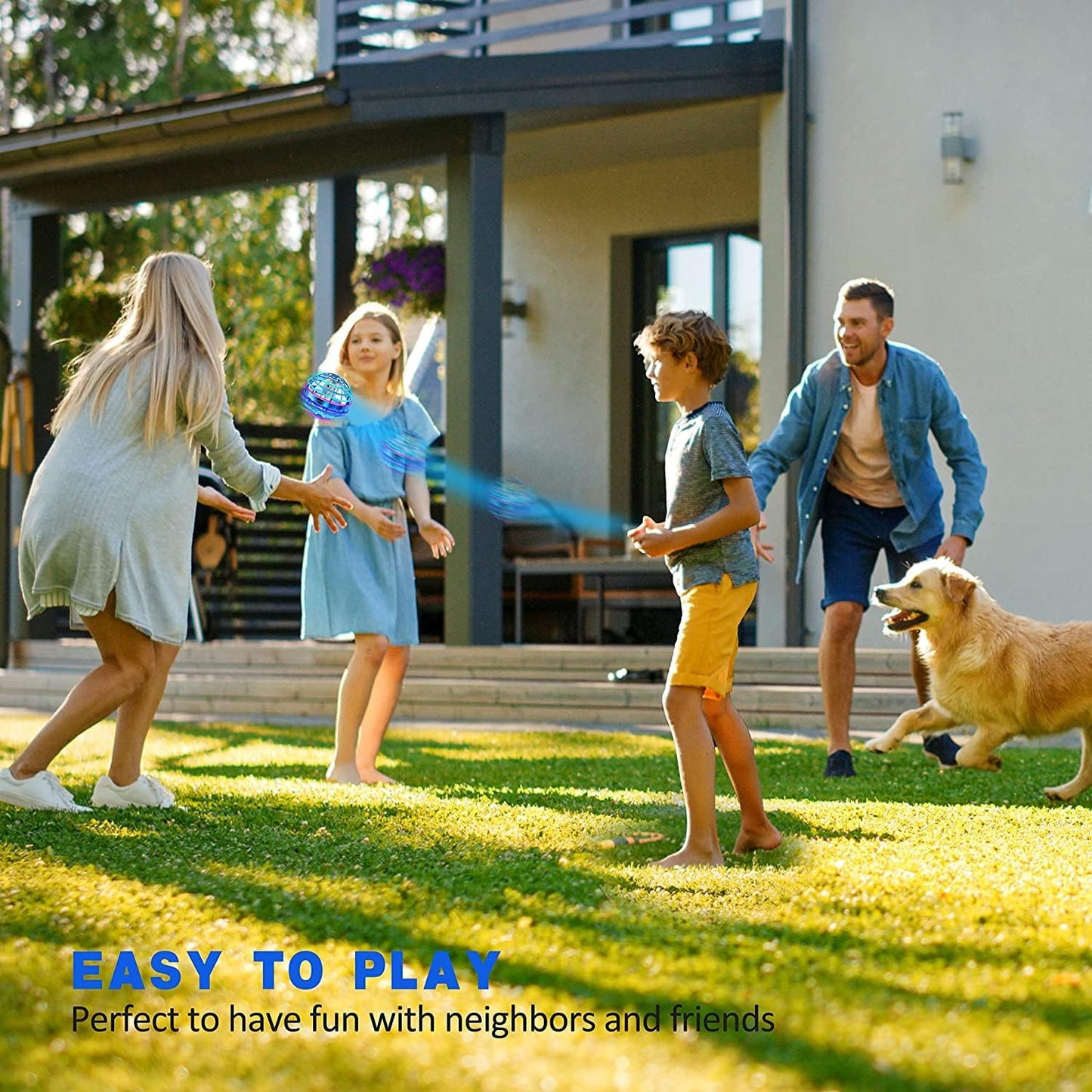 Exciting Blue Flying Orb Ball Toy - Cosmic Globe Boomerang Hover Ball with RGB Lights - Perfect Outdoor Gift for Kids and Teens!