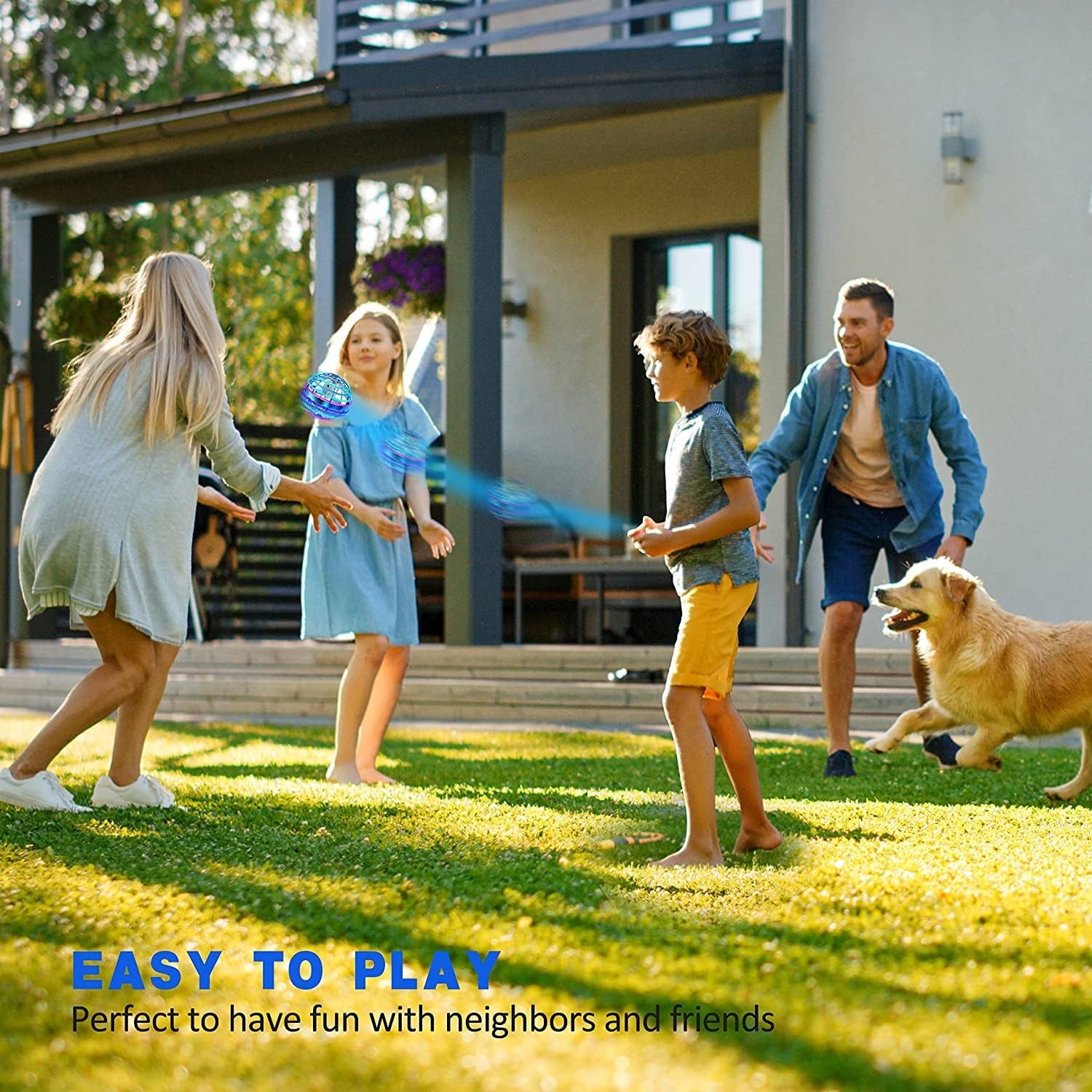 Exciting Blue Flying Orb Ball Toy - Cosmic Globe Boomerang Hover Ball with RGB Lights - Perfect Outdoor Gift for Kids and Teens!
