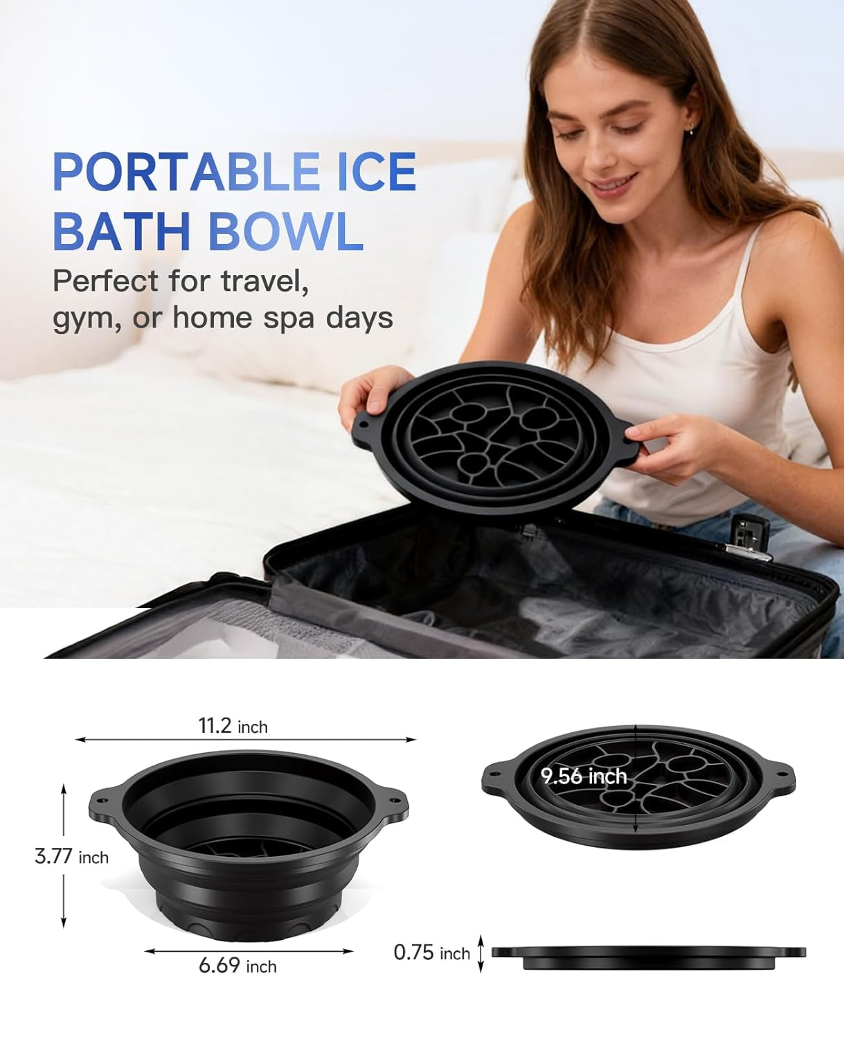 Revitalize Your Skin with the Black Collapsible Silicone Face Bowl for Ice – Ultimate Cold Plunge Therapy Tool for Home & Travel!