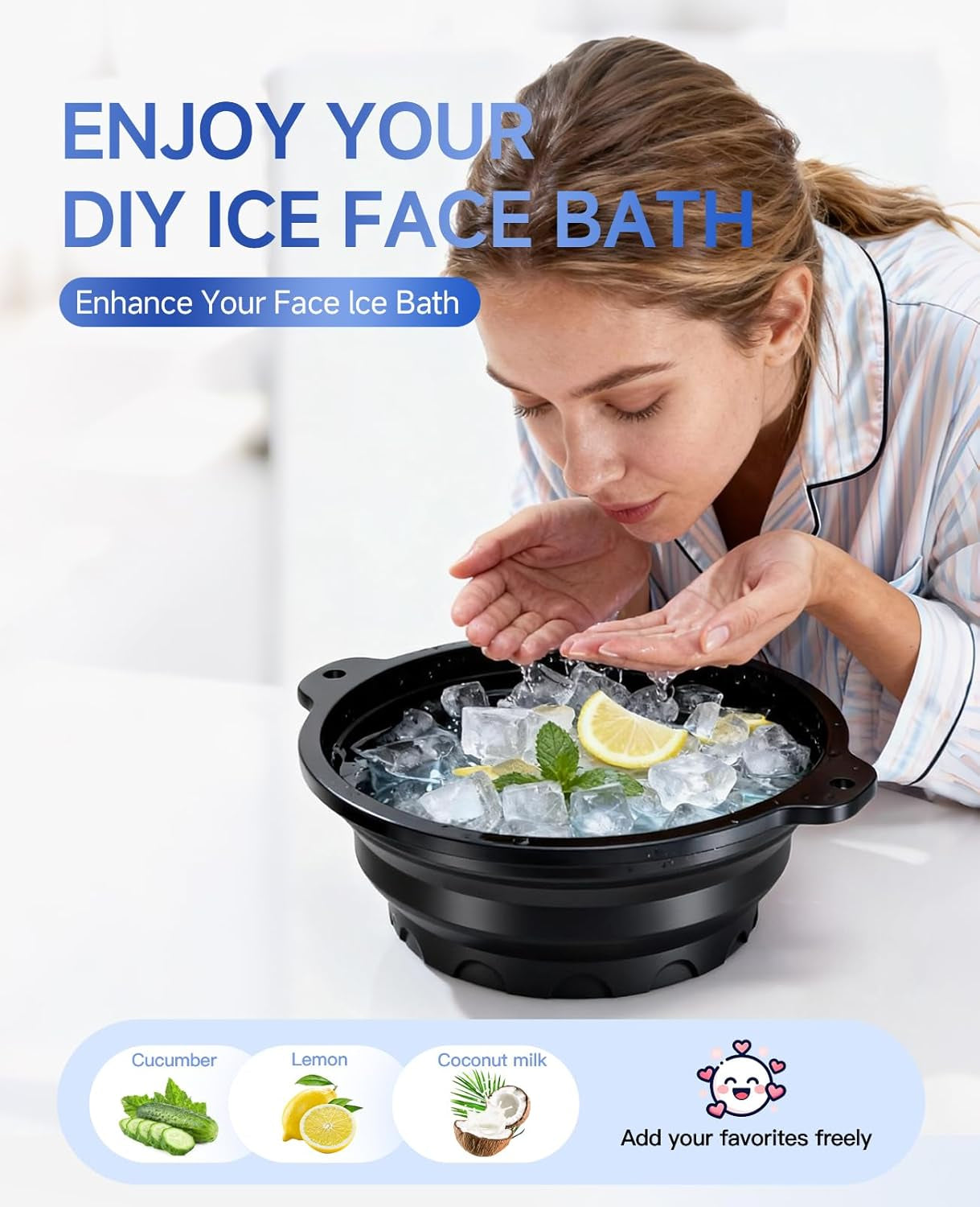 Revitalize Your Skin with the Black Collapsible Silicone Face Bowl for Ice – Ultimate Cold Plunge Therapy Tool for Home & Travel!