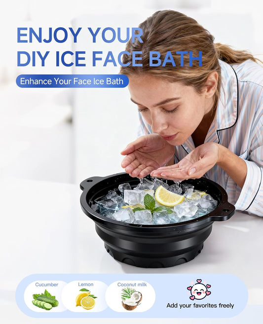 Revitalize Your Skin with the Black Collapsible Silicone Face Bowl for Ice – Ultimate Cold Plunge Therapy Tool for Home & Travel!