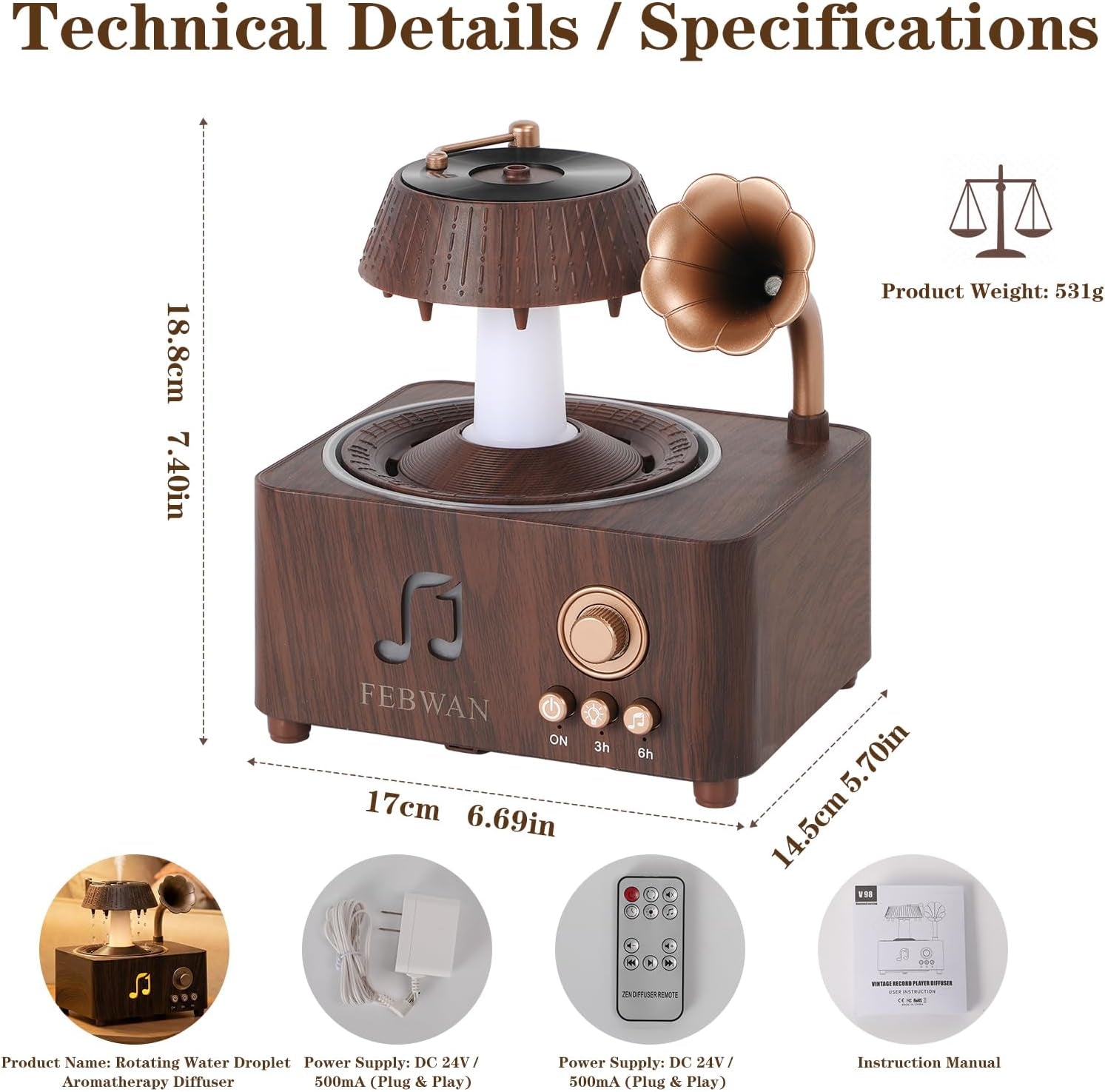 Transform Your Space with the White Noise Aromatherapy Diffuser: Essential Oil Diffuser with Soothing Rain Sounds, Bluetooth Speaker, and Humidifier for Ultimate Relaxation and Sleep