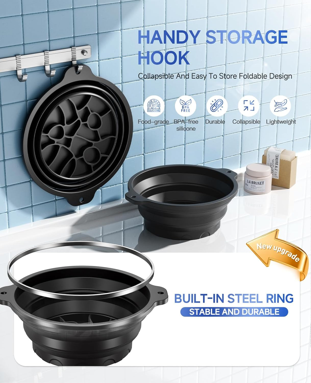 Revitalize Your Skin with the Black Collapsible Silicone Face Bowl for Ice – Ultimate Cold Plunge Therapy Tool for Home & Travel!