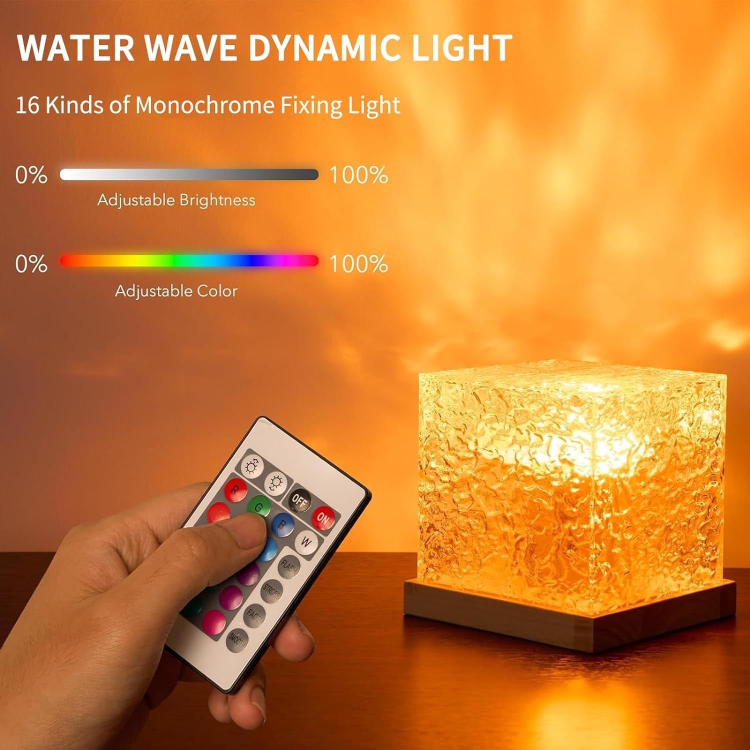 Transform Your Space with the Ocean Wave Projector Light - 16-Color LED Cube Lamp for Relaxation and Ambiance