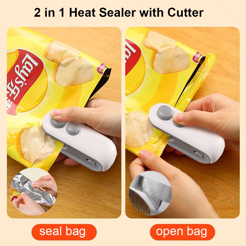 Effortlessly Seal and Preserve Your Food with the Mini Heat Bag Sealing Machine - Handheld Food Packaging Sealer for Freshness on the Go!
