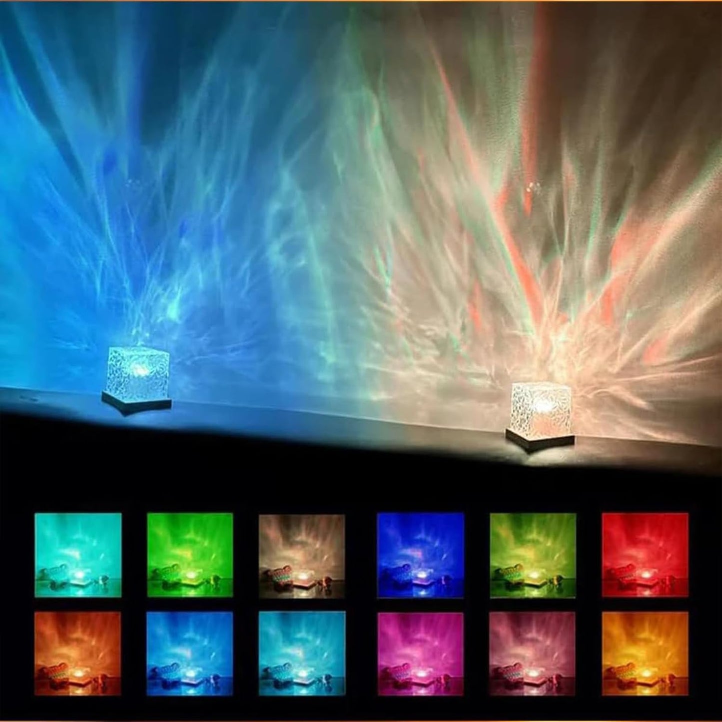 Transform Your Space with the Ocean Wave Projector Light - 16-Color LED Cube Lamp for Relaxation and Ambiance