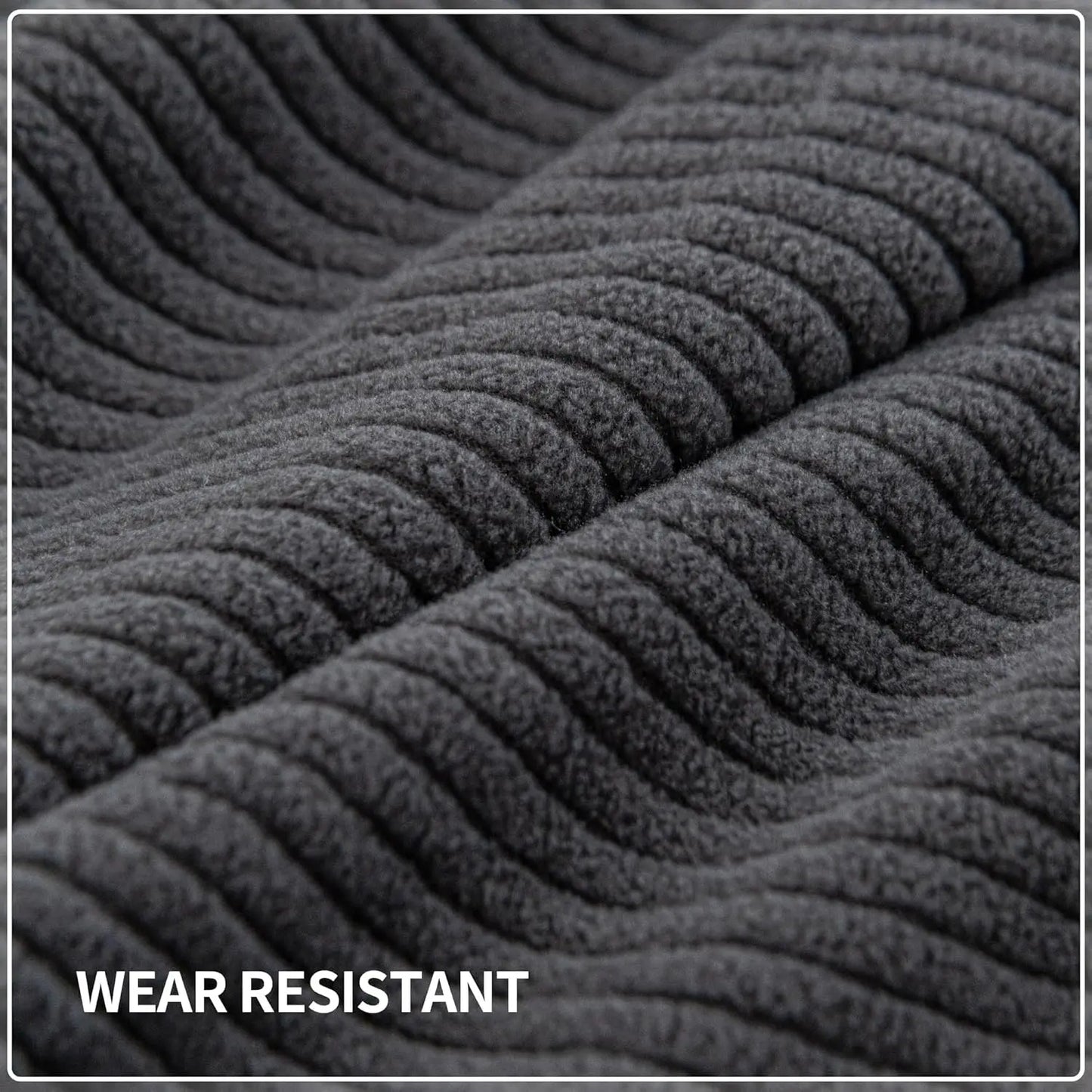 Soft Stretch Couch Cushion Cover, Washable Slipcover for Sectional and L-Shaped Sofas, Dark Gray Furniture Protector