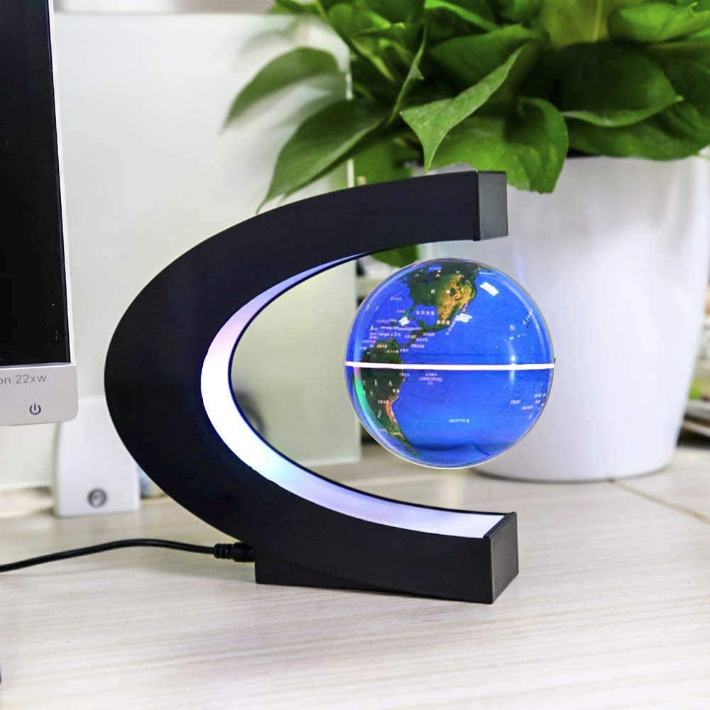 Magnetic Levitating Globe with LED Light, Cool Tech Gift for Men Father Boys and Girls, Birthday Gifts for Kids, Floating Globes World Desk Gadget Decor in Office Home Display (Blue)