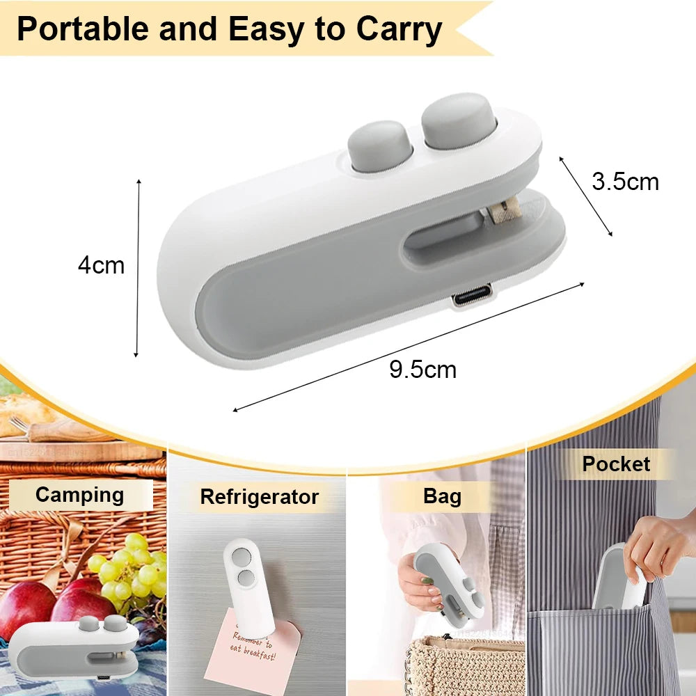 Effortlessly Seal and Preserve Your Food with the Mini Heat Bag Sealing Machine - Handheld Food Packaging Sealer for Freshness on the Go!