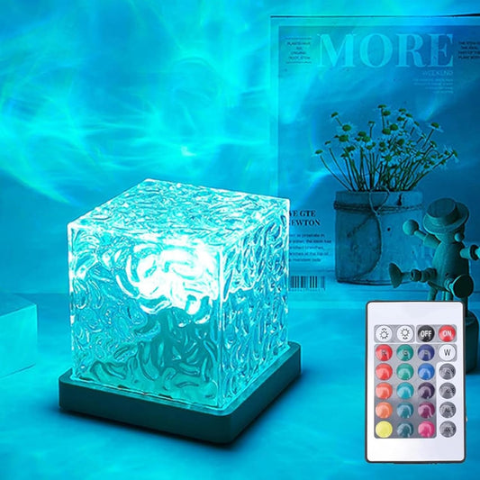 Transform Your Space with the Ocean Wave Projector Light - 16-Color LED Cube Lamp for Relaxation and Ambiance