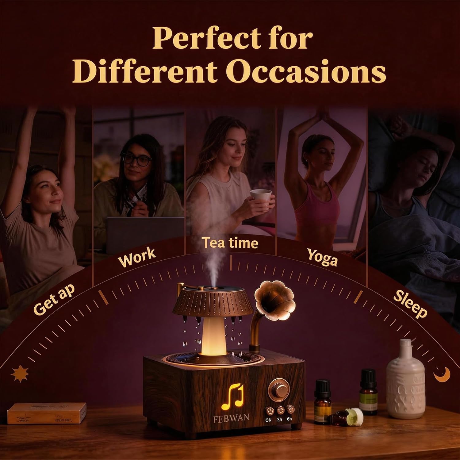 Transform Your Space with the White Noise Aromatherapy Diffuser: Essential Oil Diffuser with Soothing Rain Sounds, Bluetooth Speaker, and Humidifier for Ultimate Relaxation and Sleep