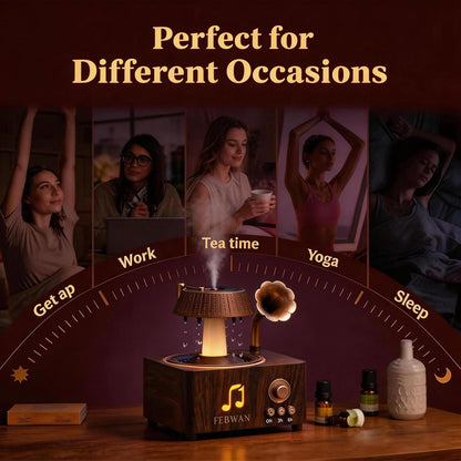 Transform Your Space with the White Noise Aromatherapy Diffuser: Essential Oil Diffuser with Soothing Rain Sounds, Bluetooth Speaker, and Humidifier for Ultimate Relaxation and Sleep